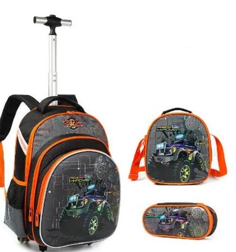 3D-printed Sequins Kids Wheeled Backpack 3 Piece Set childrensterritory