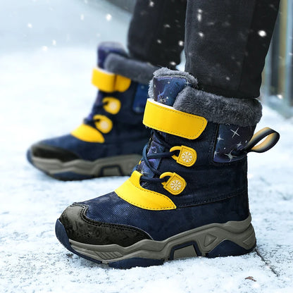 Kids PU Leather Waterproof Snow Boots for Winter Sport childrensterritory