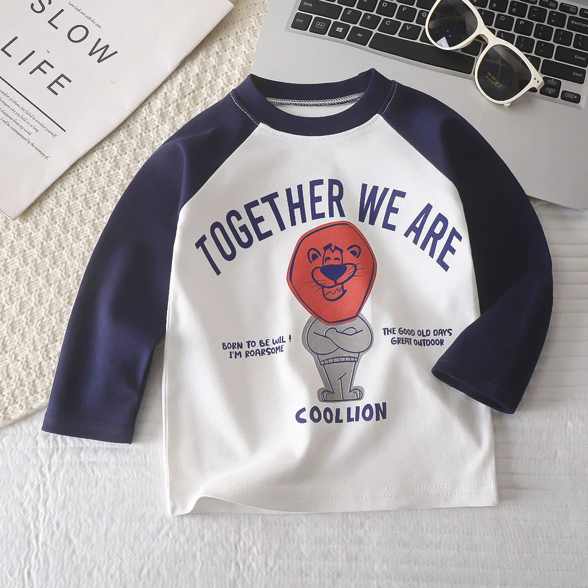 Cute Cartoon and Letter Print Kids Long Sleeve T-shirts childrensterritory