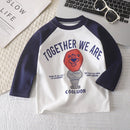 Cute Cartoon and Letter Print Kids Long Sleeve T-shirts childrensterritory