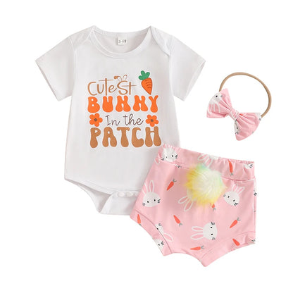 Baby Girl Bunny Print Easter Outfit Set childrensterritory