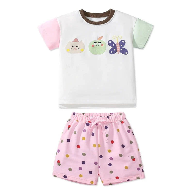 Cartoon Animals Design Tops + Cotton Pants Girls Clothes Sets childrensterritory