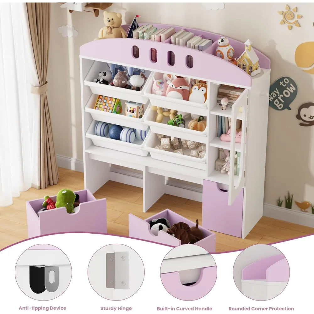 Big Toy Organizer with Six Toy Bins and Three Drawers