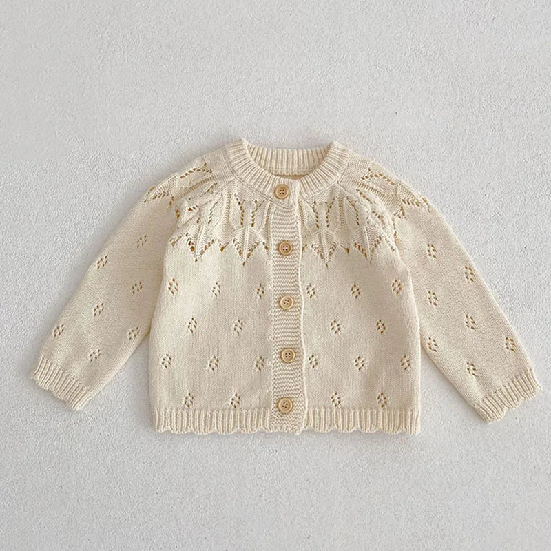 Baby Girls Long Sleeves Floral Embroidery Knitted Cardigans childrensterritory