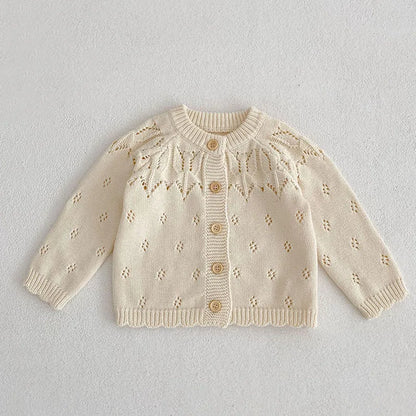 Baby Girls Long Sleeves Floral Embroidery Knitted Cardigans childrensterritory