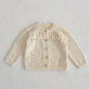 Baby Girls Long Sleeves Floral Embroidery Knitted Cardigans childrensterritory