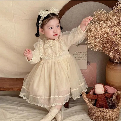 Baby Girl Fluffy Tutu Lace Design Baptism Party Dresses