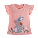 Cartoon Rabbit Embroidery Little Girls Cotton Tops for Summer childrensterritory