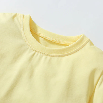 Girls Half Sleeves Summer Yellow Clothing Set childrensterritory