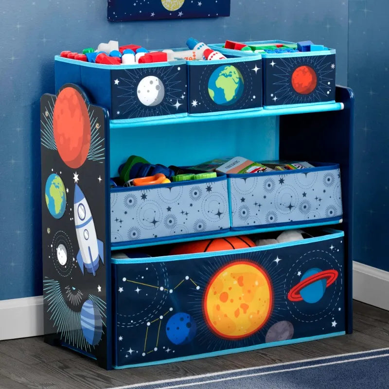 Space Adventures Design 6 Bin Kids Toy Organizer childrensterritory