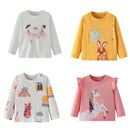 Girls' Long-Sleeved Cartoon Print Casual Tops childrensterritory