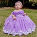 Butterfly Flowers Design Puffy Tulle Wedding Birthday Party Gowns childrensterritory