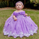 Butterfly Flowers Design Puffy Tulle Wedding Birthday Party Gowns childrensterritory