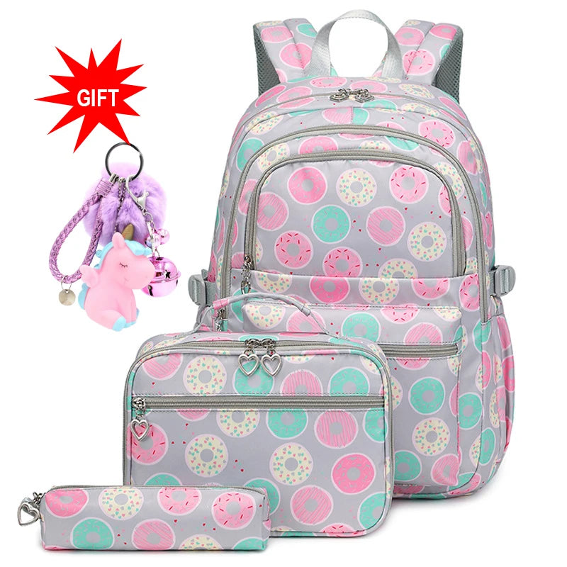 Donuts Print: 3 Pcs/Set of School Backpacks for Teenage Girls