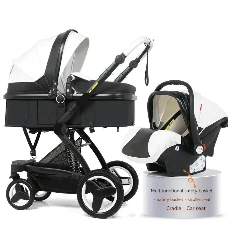 3-in-1 Foldable Baby Carriage Prams With Car Seat