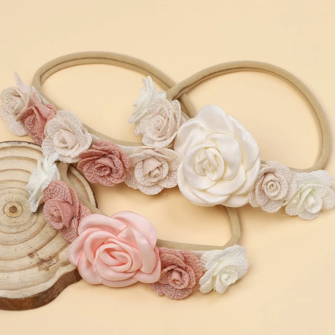Flower Design Baby Girl Elastic Headband 3Pcs/Set