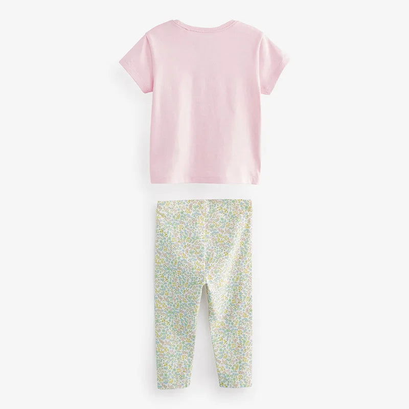 Cartoon Print Summer Dailywear Clothing Set For Girls childrensterritory