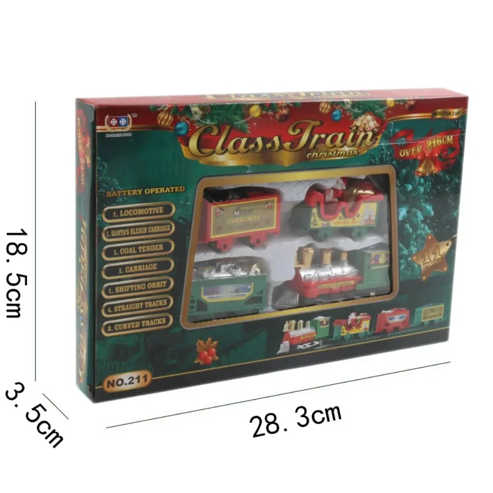 Electric Christmas Train Toy Set with Light Sound for Kids