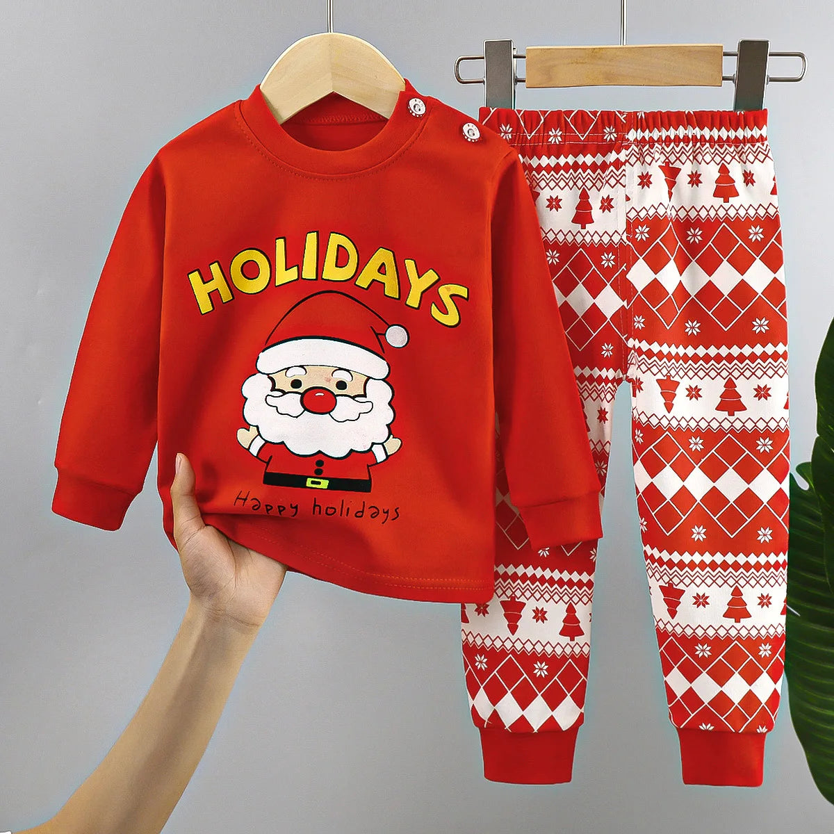 Kids' Long-Sleeved Christmas Print Clothing Set childrensterritory