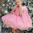 Kids Girls Beading Sequin Ball Gown/Party Dresses with Feather Cape