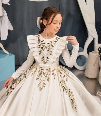 Gold Sequined Luxury Flower Girl Dress for Wedding/Communion childrensterritory