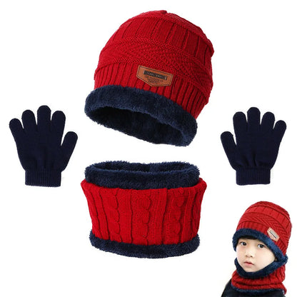 Plush Warm Winter Hat, Neck Scarf and Gloves Set for Kids childrensterritory
