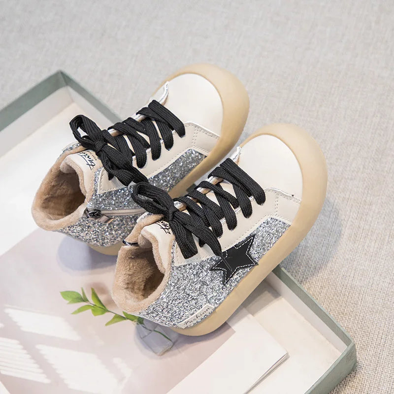 Kids Girls Sequined Board Star Casual Sneakers childrensterritory