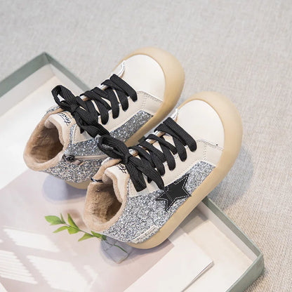 Kids Girls Sequined Board Star Casual Sneakers childrensterritory