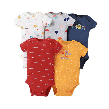5PCS/Lot Baby Boys Girls Short Sleeve Printed Bodysuits childrensterritory