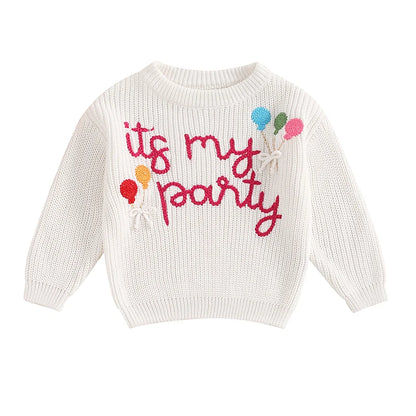 Toddler Girls Letter Print Knitted Warm Autumn Sweaters