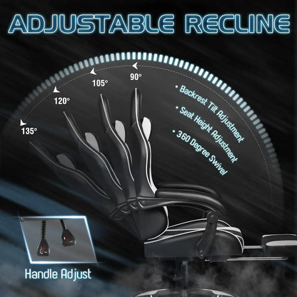 Adjustable Gaming Chair with Footrest and Massage Lumbar Support childrensterritory