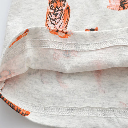 Boys Cartoon Tiger Print Cotton T-shirts For Summer childrensterritory