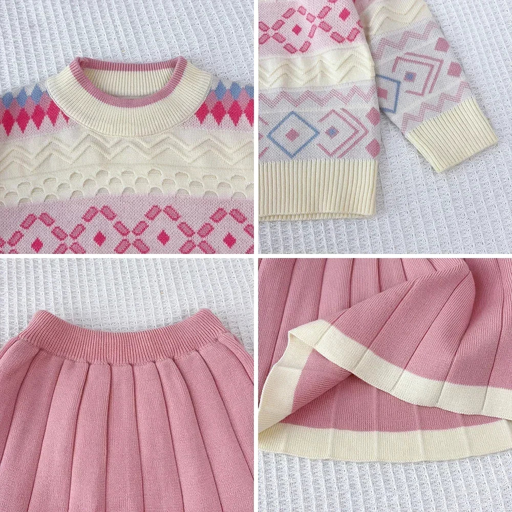 Girls’ Long-Sleeve Printed Warm Outfits