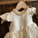 Pearl Neck Design Fluffy Kids Girls First Communion Dresses childrensterritory