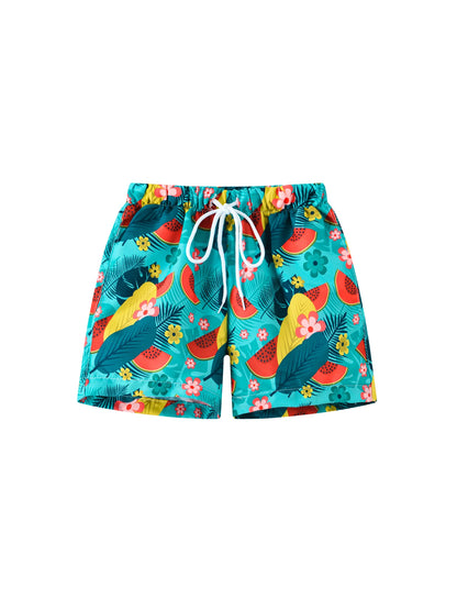 Kids Boys Cartoon Print Quick Dry Swim Shorts