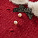 Cute Red Colored Long Sleeved Girls Winter Party Dress childrensterritory