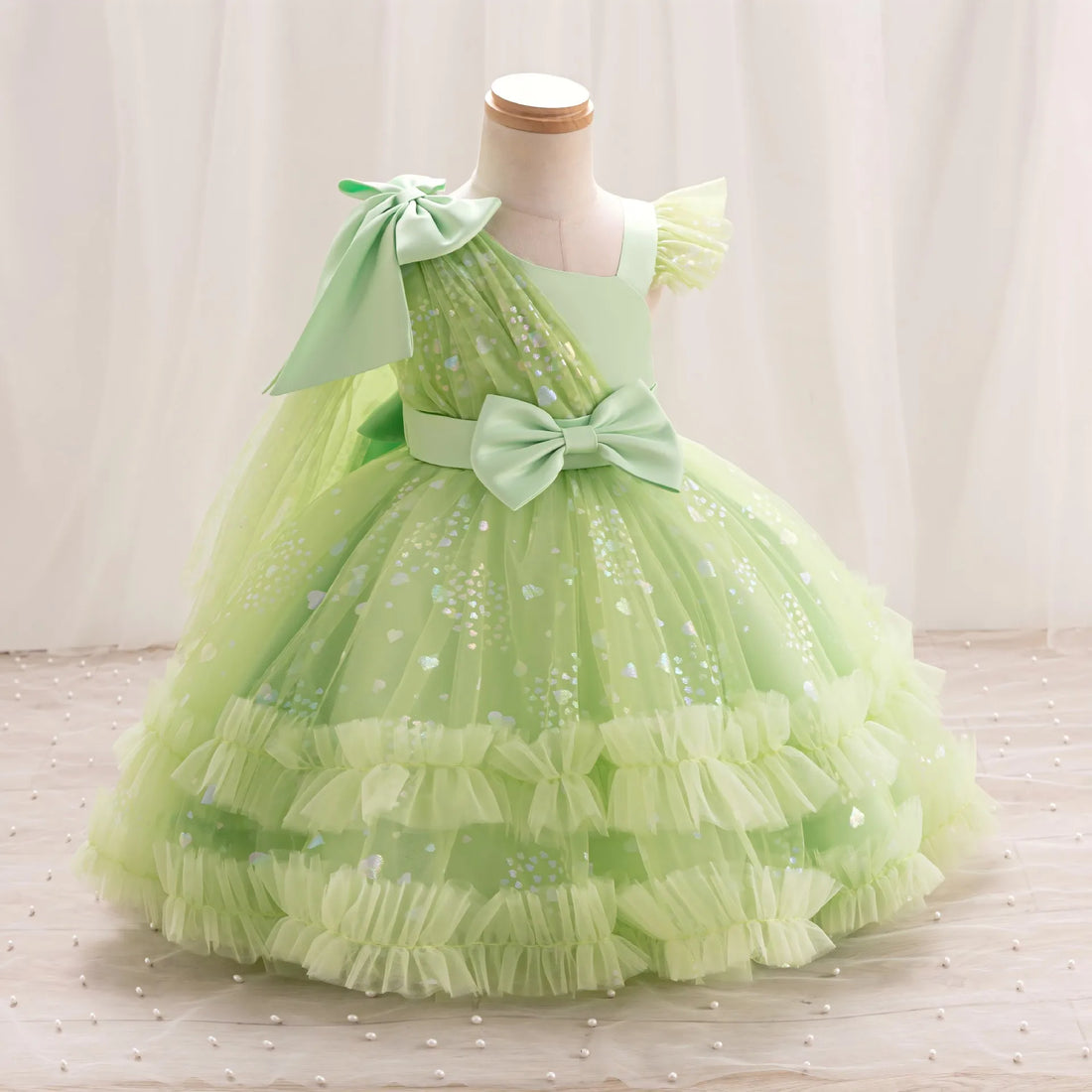 Baby Girl Elegant Bow Sequins Evening Party Dresses