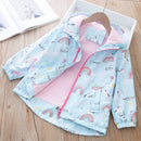 Stylish Rainbow and Unicorn Print Hooded Windbreaker for Kids childrensterritory
