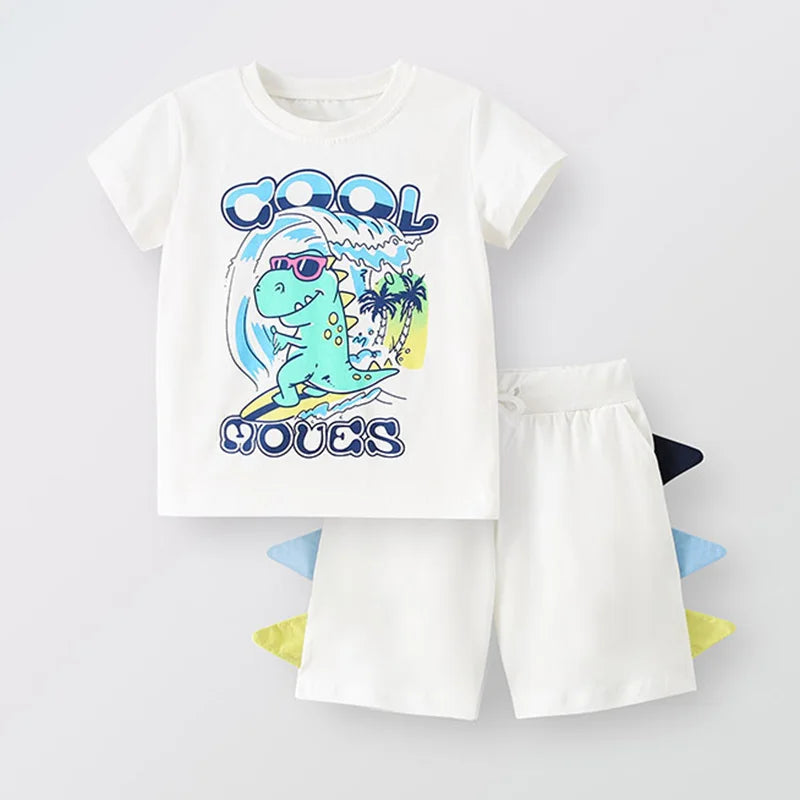 Kids Boys Short Sleeve Cartoon Print Clothing Sets childrensterritory