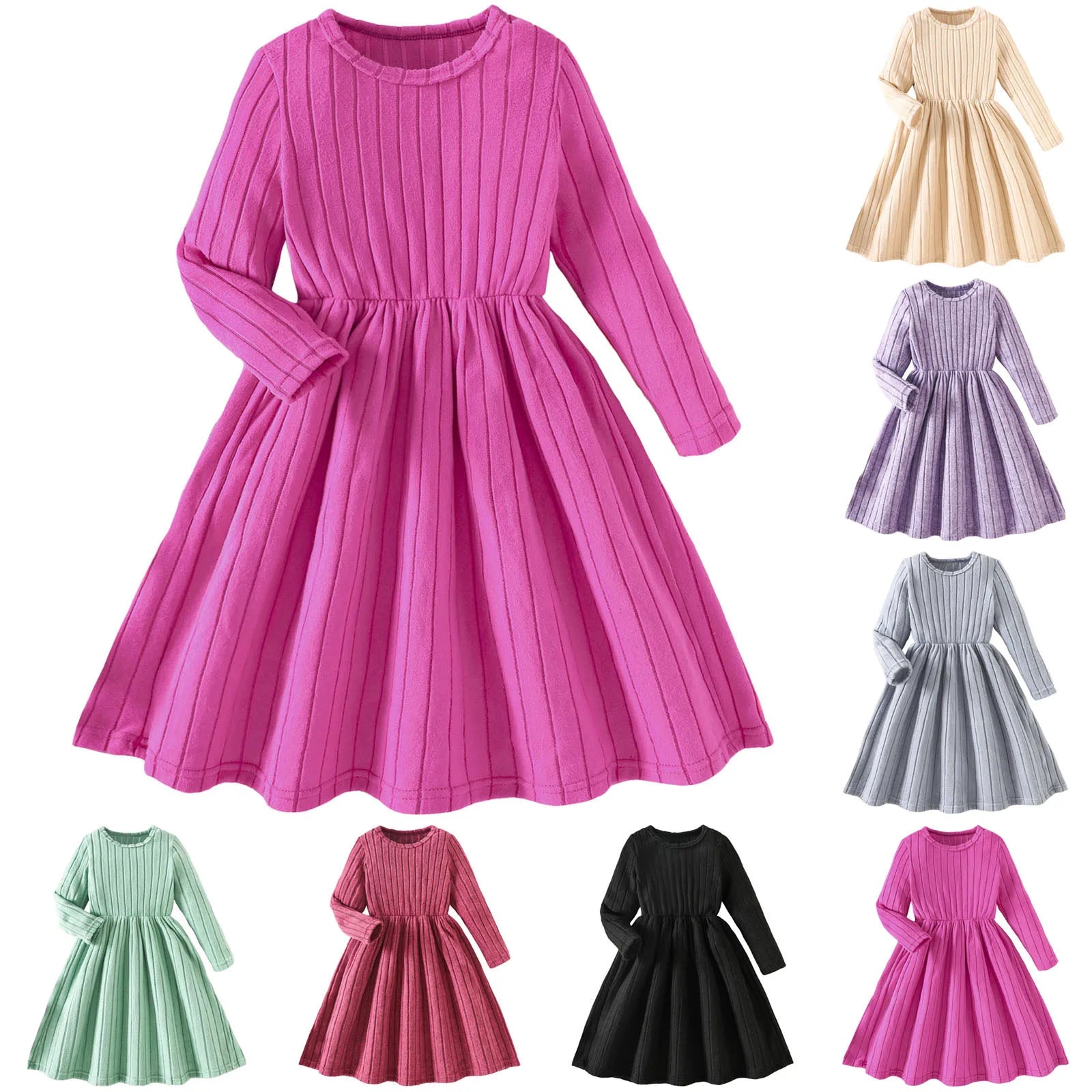 Girls’ Long-Sleeve Elegant Winter Dresses