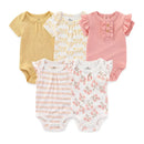 Cartoon Print Sleeveless 5Pieces Newborn Cotton Bodysuits childrensterritory