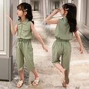 Little Girls Sleeveless T-shirt + Pants 2PCS Fashion Outfits childrensterritory