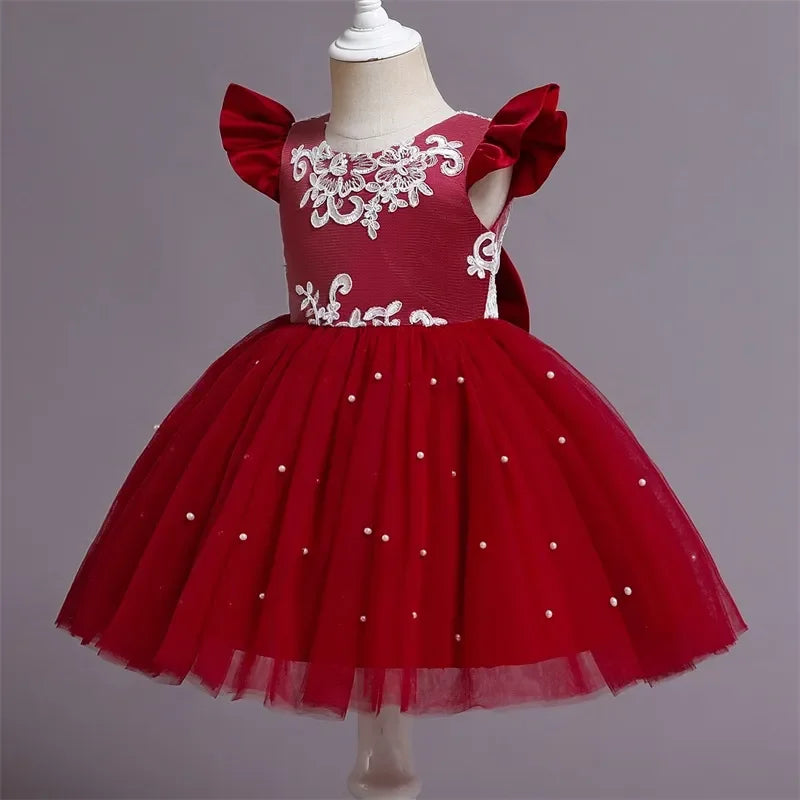 Baby/Kids Girls Lace Pearls Princess Party Dress