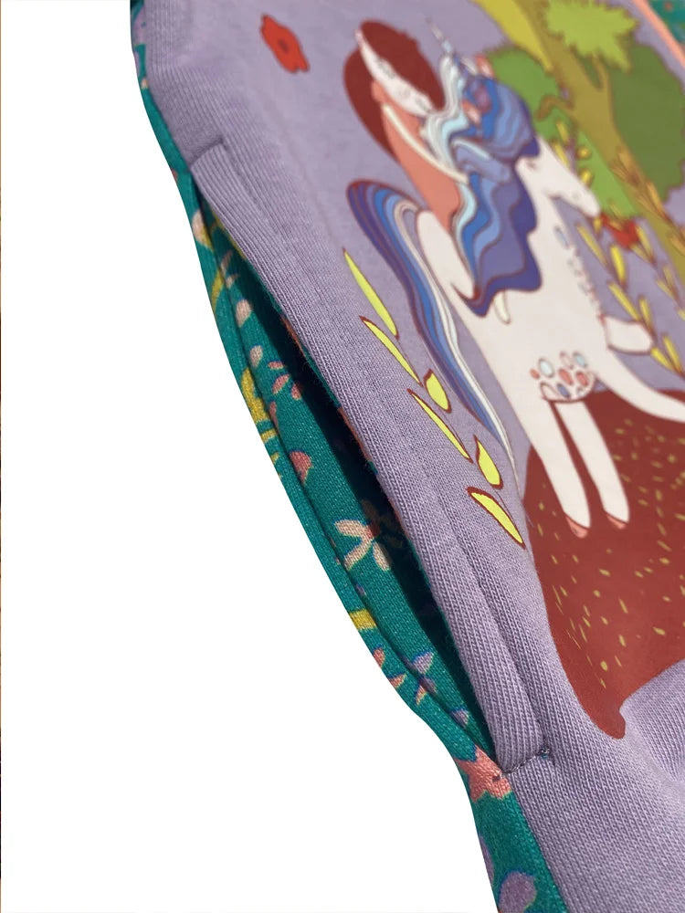 Floral Print Hooded Long Sleeve Jacket For Girls childrensterritory