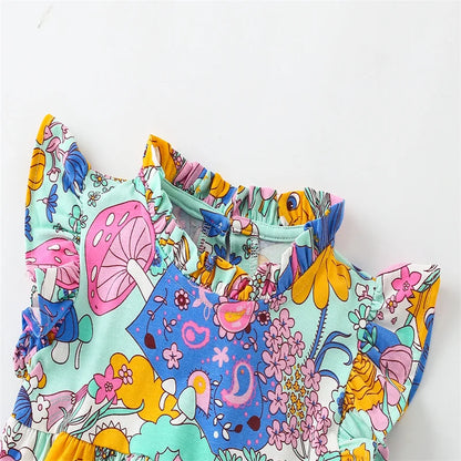 Kids Girls Cartoon Design Summer Party Dresses childrensterritory