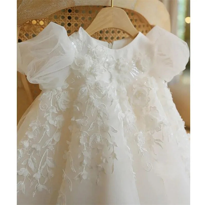 Little Girls Floral Embroidery-Tiered Princess Dress childrensterritory