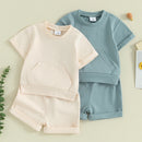 Baby Boys Short Sleeve Pocket T-Shirt and Elastic Shorts 2 Piece Outfits childrensterritory