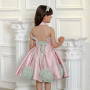 A-Line Little Girls Halter Neck Tiered Puffy Birthday Party Dress childrensterritory
