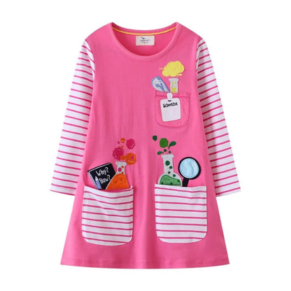 Kids Girls Preppy Style Cartoon Embroidery Princess Dresses childrensterritory