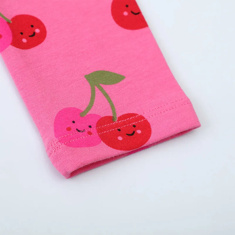 Kids Girls Cartoon Cherry Print Cotton Leggings/Trousers childrensterritory